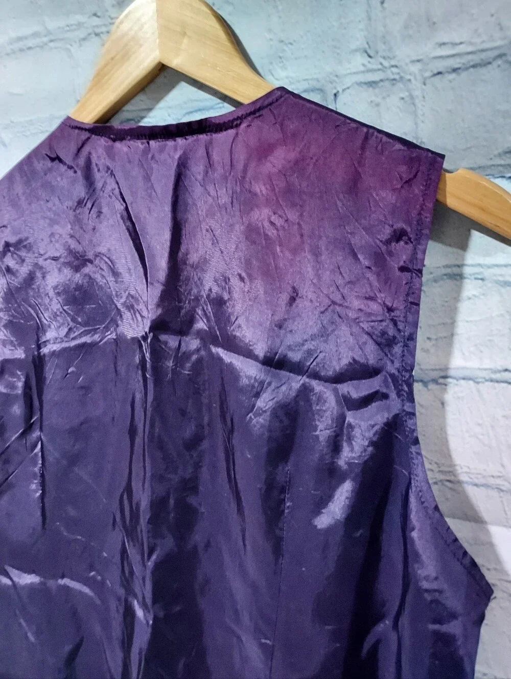 Vintage Women's Vest S Patchwork Funky 90's Teacher Academia Satin Back Folk Art